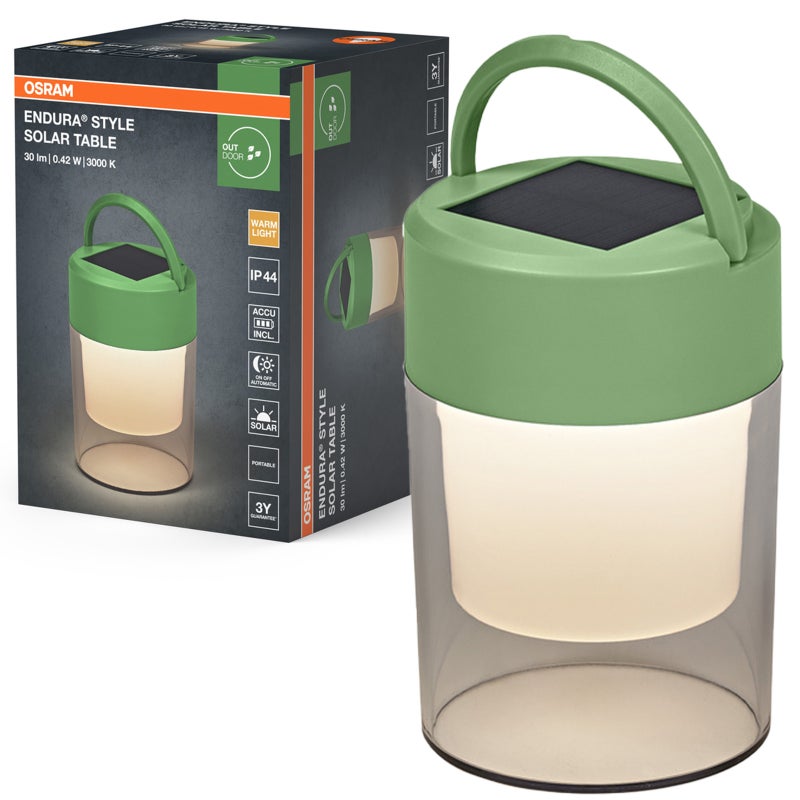 Lampa Solarna Osram LED Ogrodowa Stojąca Latarenka 0.42W 20lm 3000K Ciepła biel Ściemnialna Zielony IP44 1 szt.