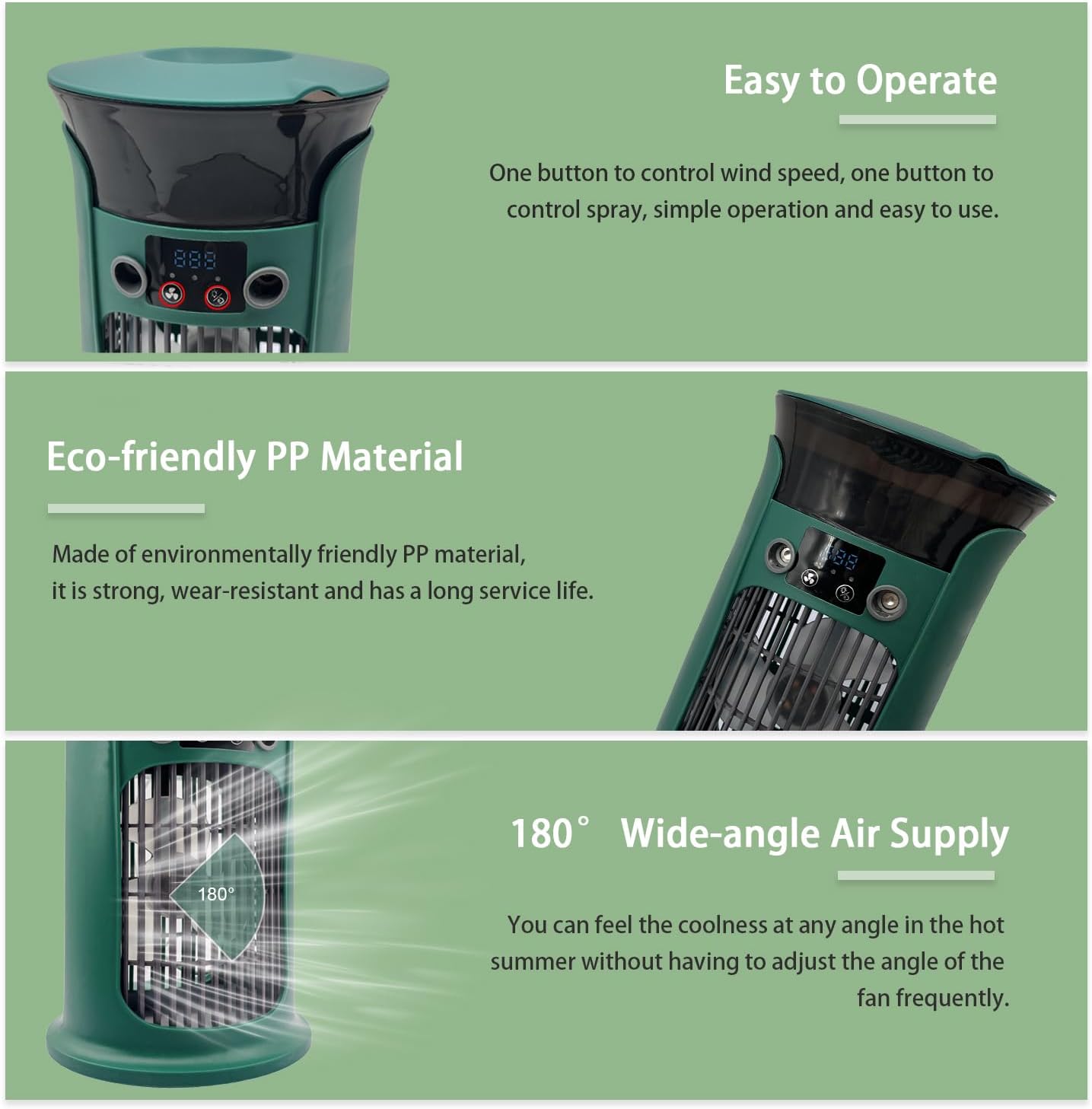 Ventilateur de climatisation portable, alimenté par USB, humidificateur d'air, mini refroidisseur d'air personnel, ventilateur de refroidissement ultr - 4