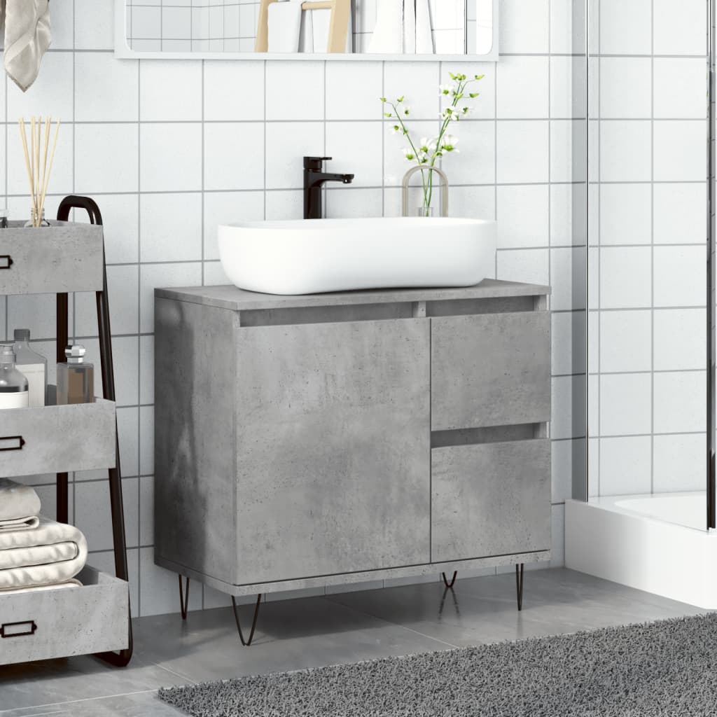 Mueble lavabo de baño gris hormigón 65x33x60 cm - 3