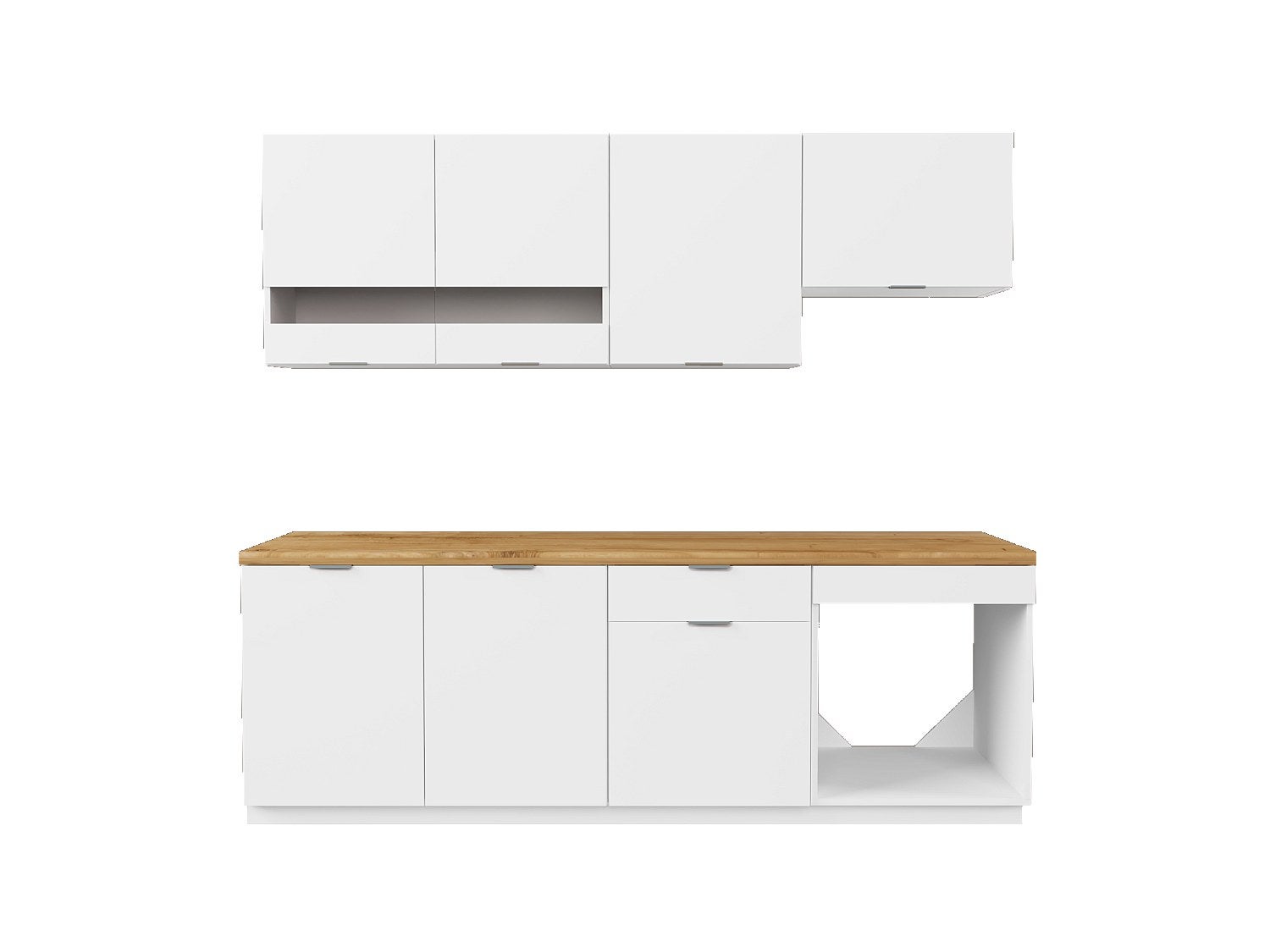 Cuisine complète - Avec plan de travail 200 cm - Blanc et Naturel - CARMEO - 3