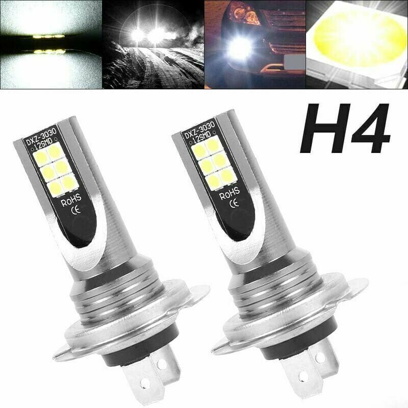Lot 2 Ampoules LED Phare H4 60W 6000K/3000K Bicolores - Feux Croisement Antibrouillard étanches IP68 - 6