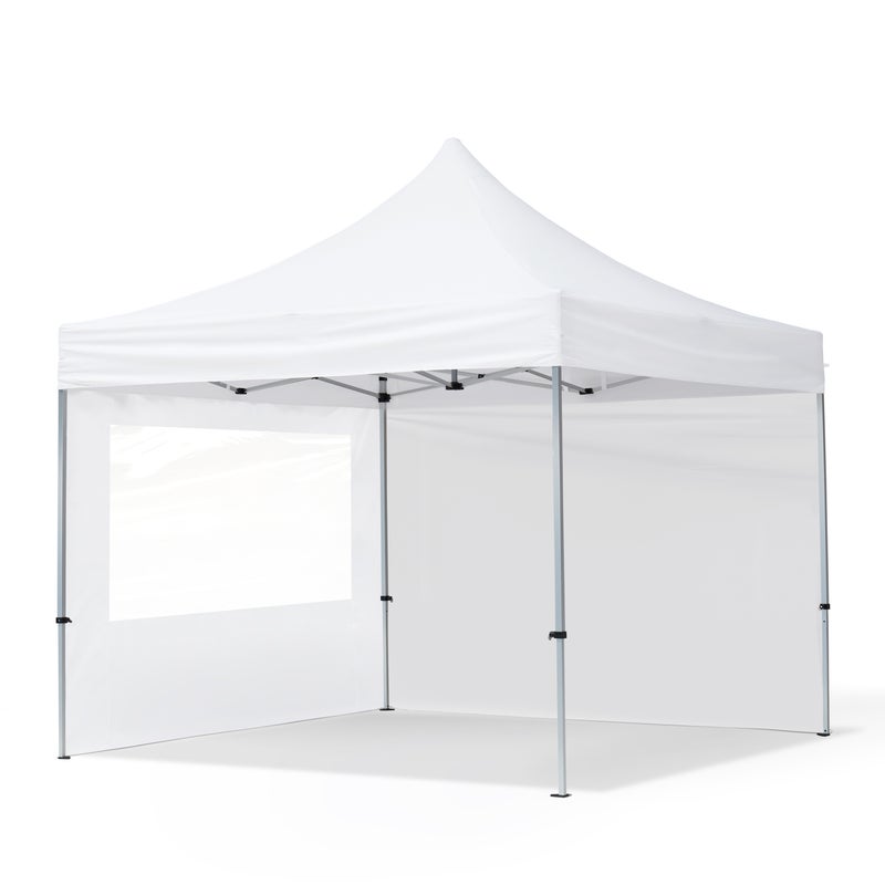 3x3 m Namiot Ekspresowy, ECONOMY Alu 32mm, ze ścianami bocznymi, okna panoramiczne, biały