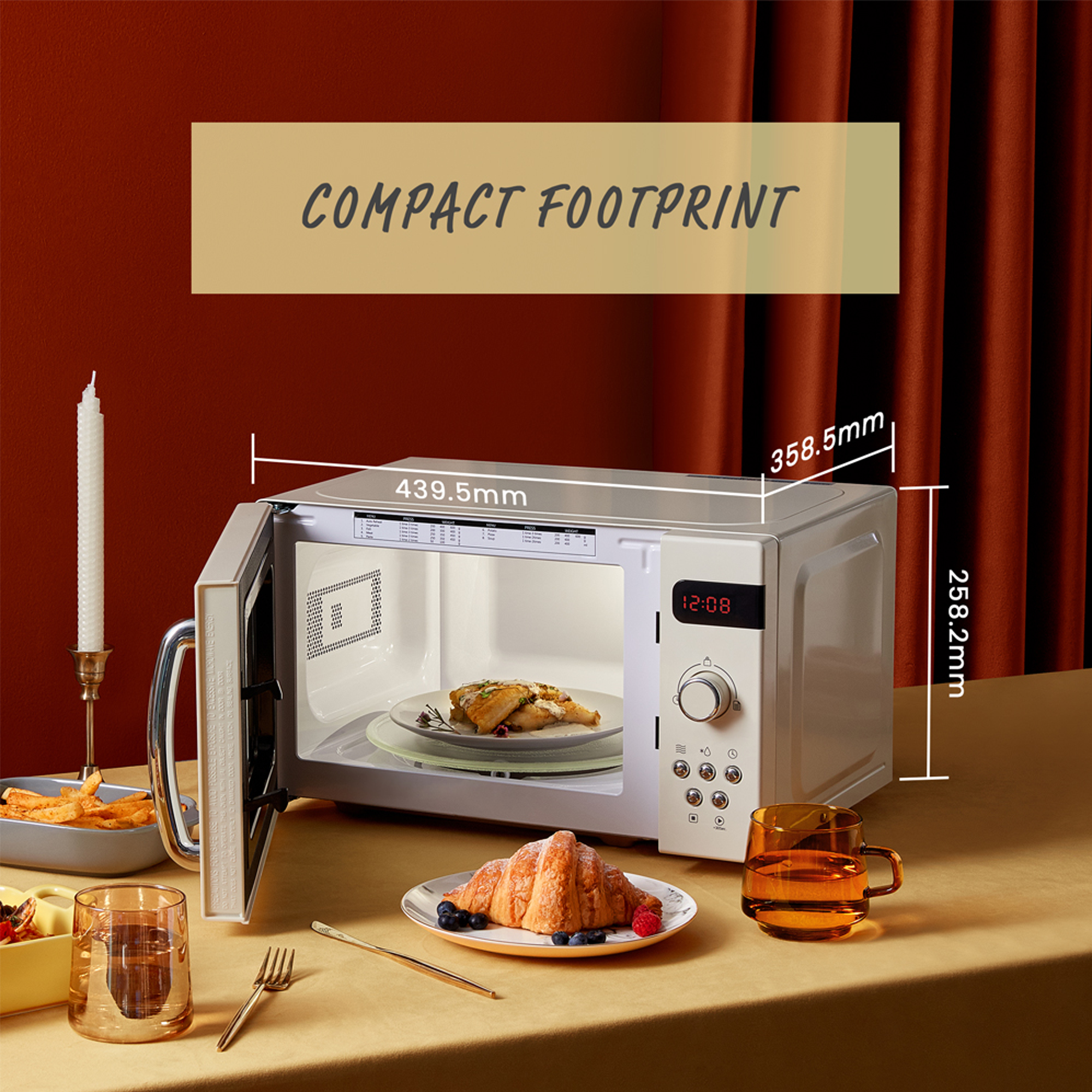 Micro-ondes rétro de 20L - COMFEE CMSRO 20 di cr - 800W - Beige - 6