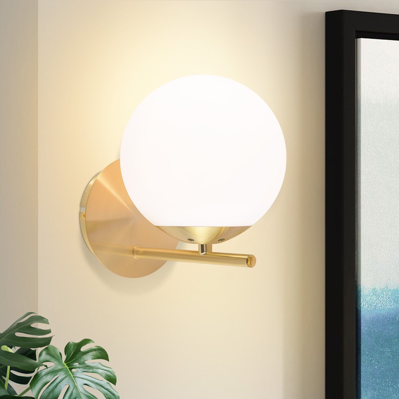 Hofstein Applique Murale Moderne – Luminaire Élégant Pour Salon, Couloir, Chambre Avec Abat-jour En Métal (Marron/Gris/Transparent)