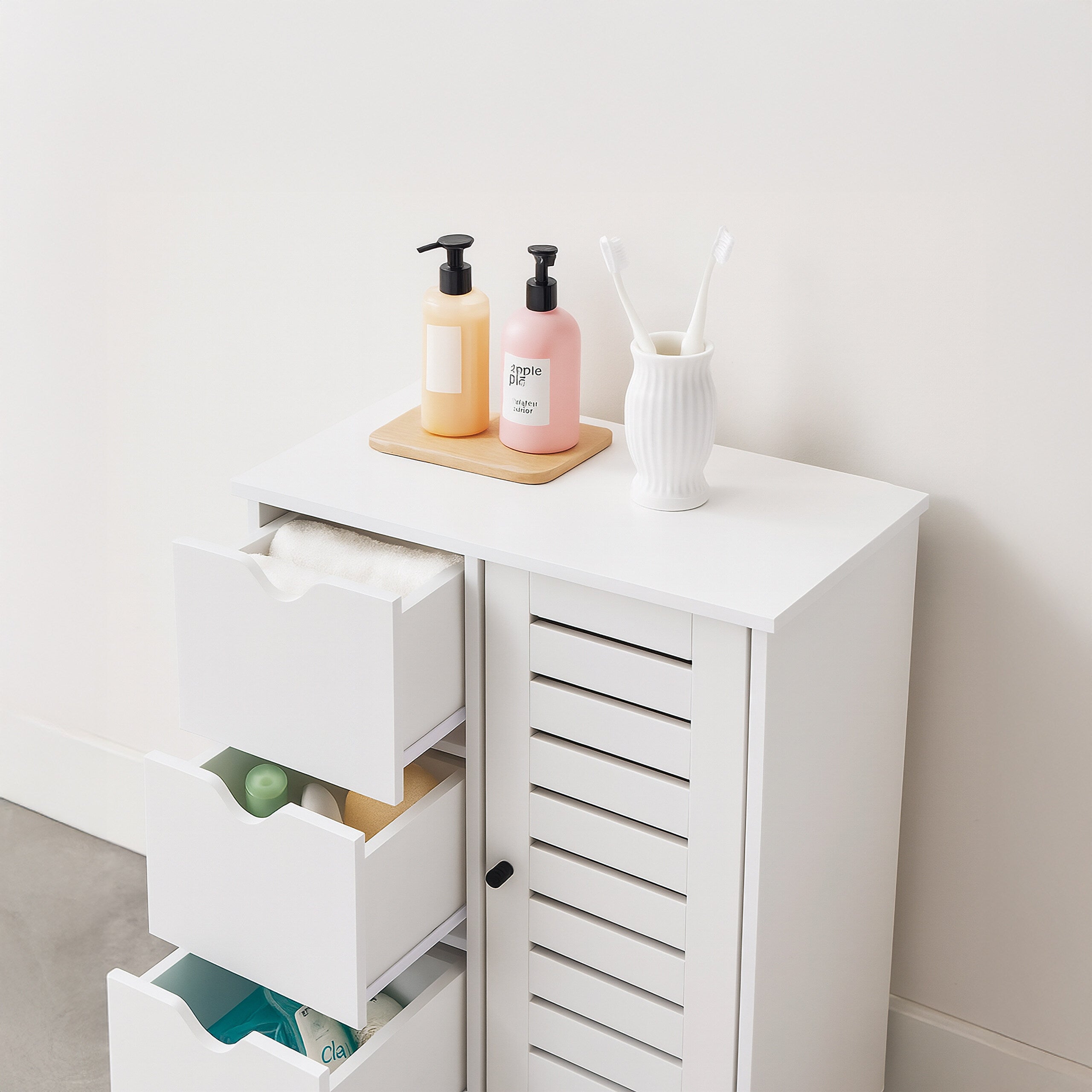 Meuble de salle de bain - 80 x 60 x 30 cm - 3 tiroirs - blanc