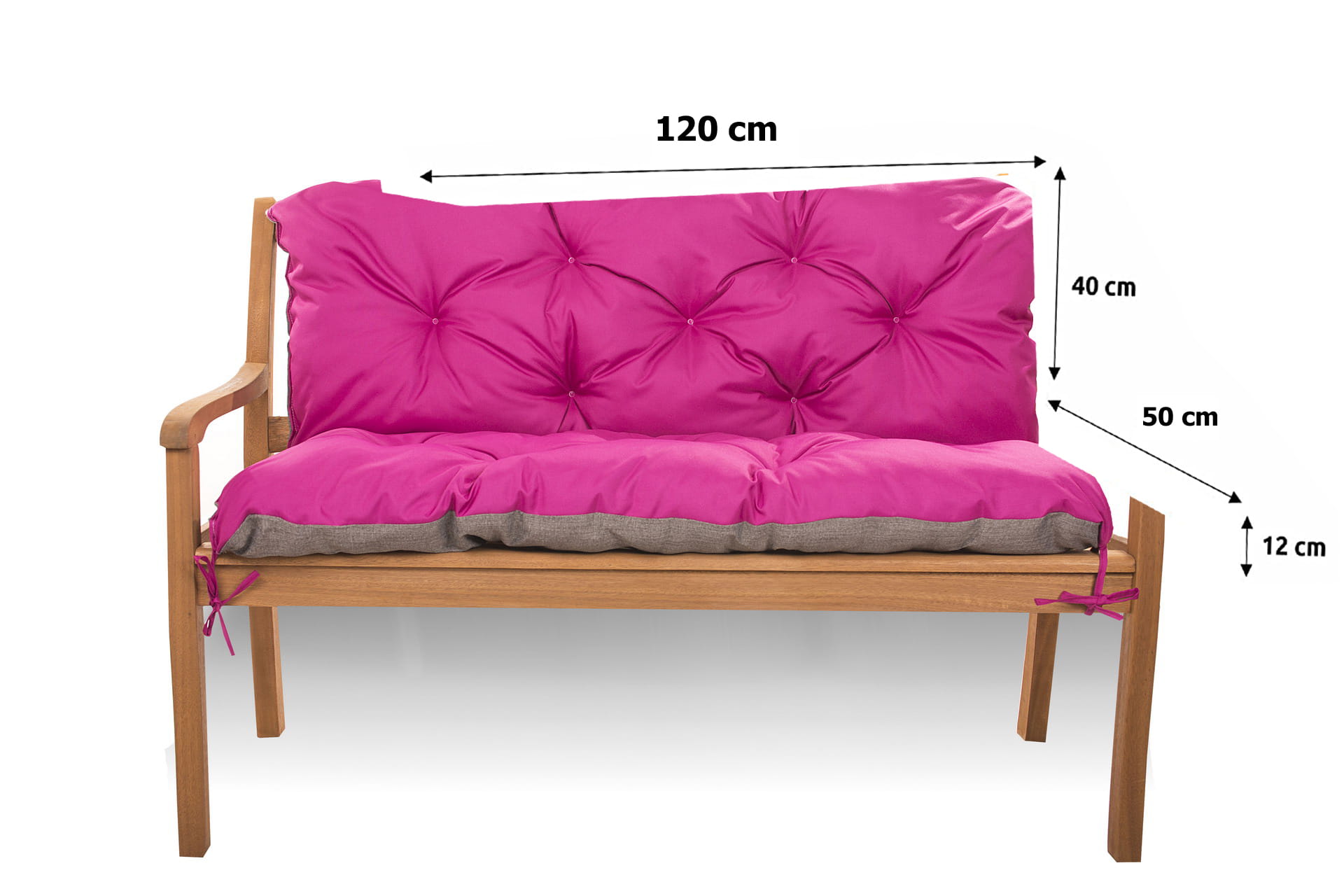 Coussin pour banc de jardin 120x50x40cm, coussin de banc de jardin Rosa, coussin de jardin, coussin de banc extérieur, coussin de balançoire - 2