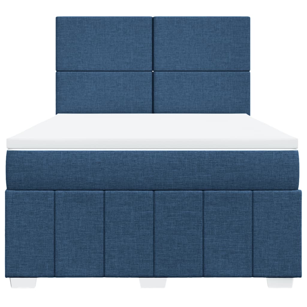 Sommier à lattes de lit avec matelas Bleu 160x200 cm Tissu — COMFORTXL - 4