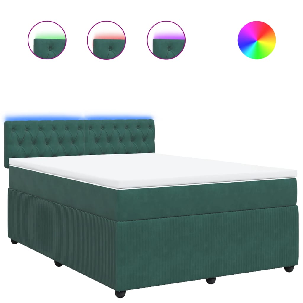 Cama box spring con colchón terciopelo verde oscuro 140x200 cm | Leroy ...