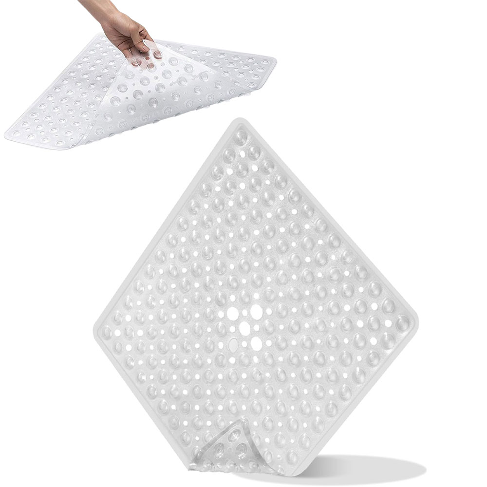 Przezroczysta antypoślizgowa mata prysznicowa/łazienkowa z przyssawkami - 53 x 53 cm - Mata antypoślizgowa prysznicowa - Przezroczysta