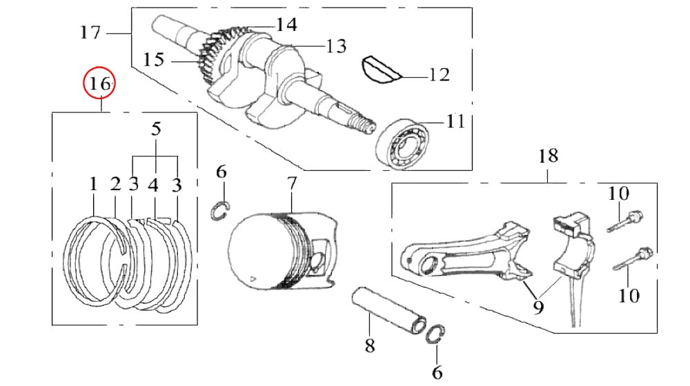 Pièce détachée LIFAN Kit de joints complet Moteur essence 13 - 2