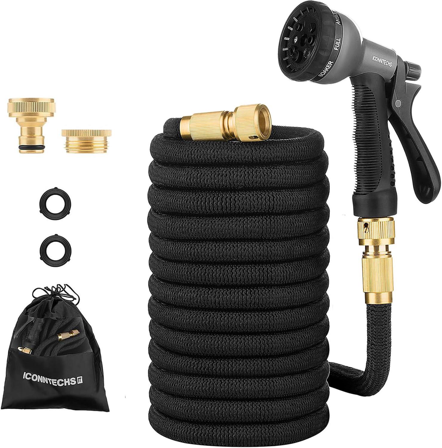 Hawue  Manguera De Jardín Extensible Manguera Retráctil De M Con Racores De Y De Latón Macizo Estándar Ue Pulverización De Agua Con Funciones , Leroy Merlin