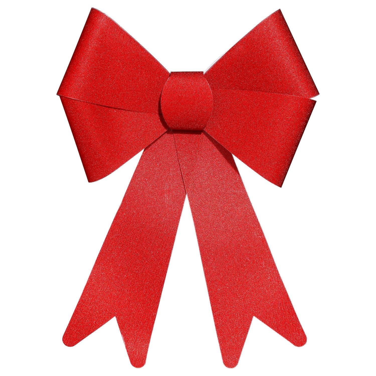 Nœud Décoratif Géant De Noël - 65 X 105 Cm, Rouge à Paillettes, Tissu Résistant | Décoration Intérieur/extérieur Pour Porte, Cheminée, événements