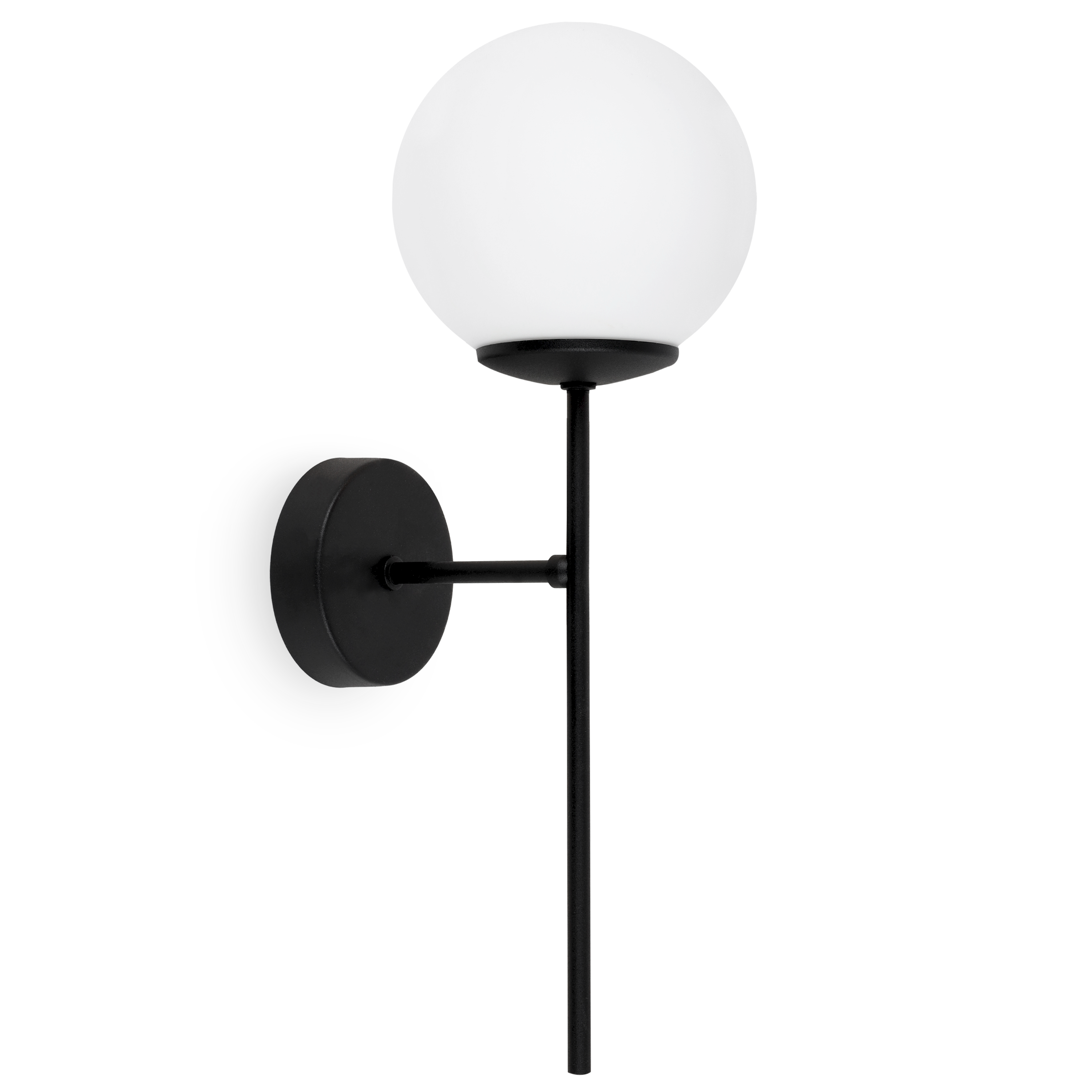 Lampa kinkiet ścienny czarny Siena loft 1xE14 klosz kula szklana biała Light Home LH