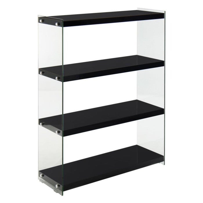 Étagère 4 Niveaux Elementary Noir Brillant 113 Cm - Marque Paris Prix, En MDF, Dimensions 83x29.5x113 Cm
