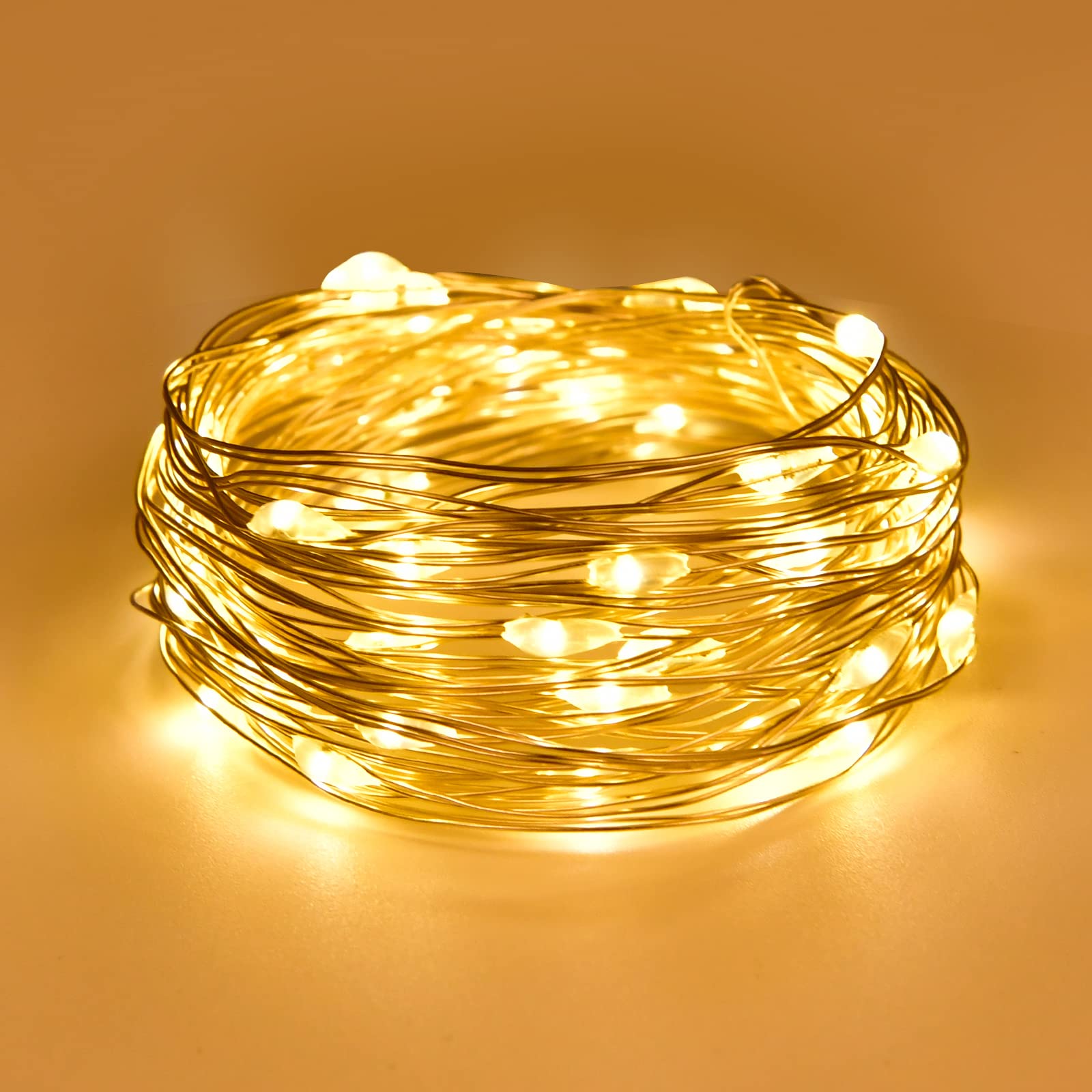 Lot De 8 Guirlandes Lumineuses LED 2M 20 LED Blanc Chaud - Mini Guirlande à Pile Pour Décoration Intérieur Extérieur