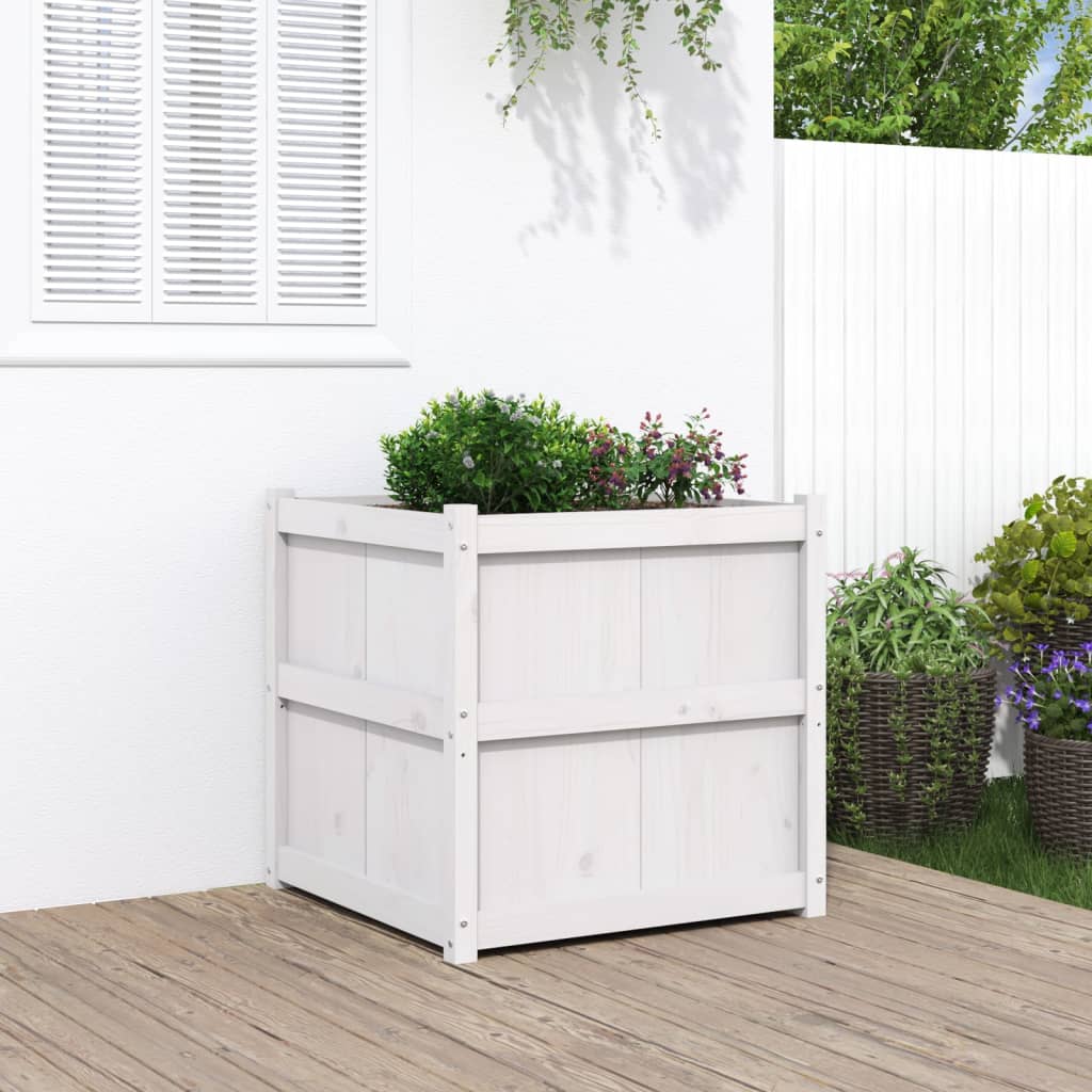 Jardinière d'extérieur blanc 70x70x70 cm bois de pin massif - 2