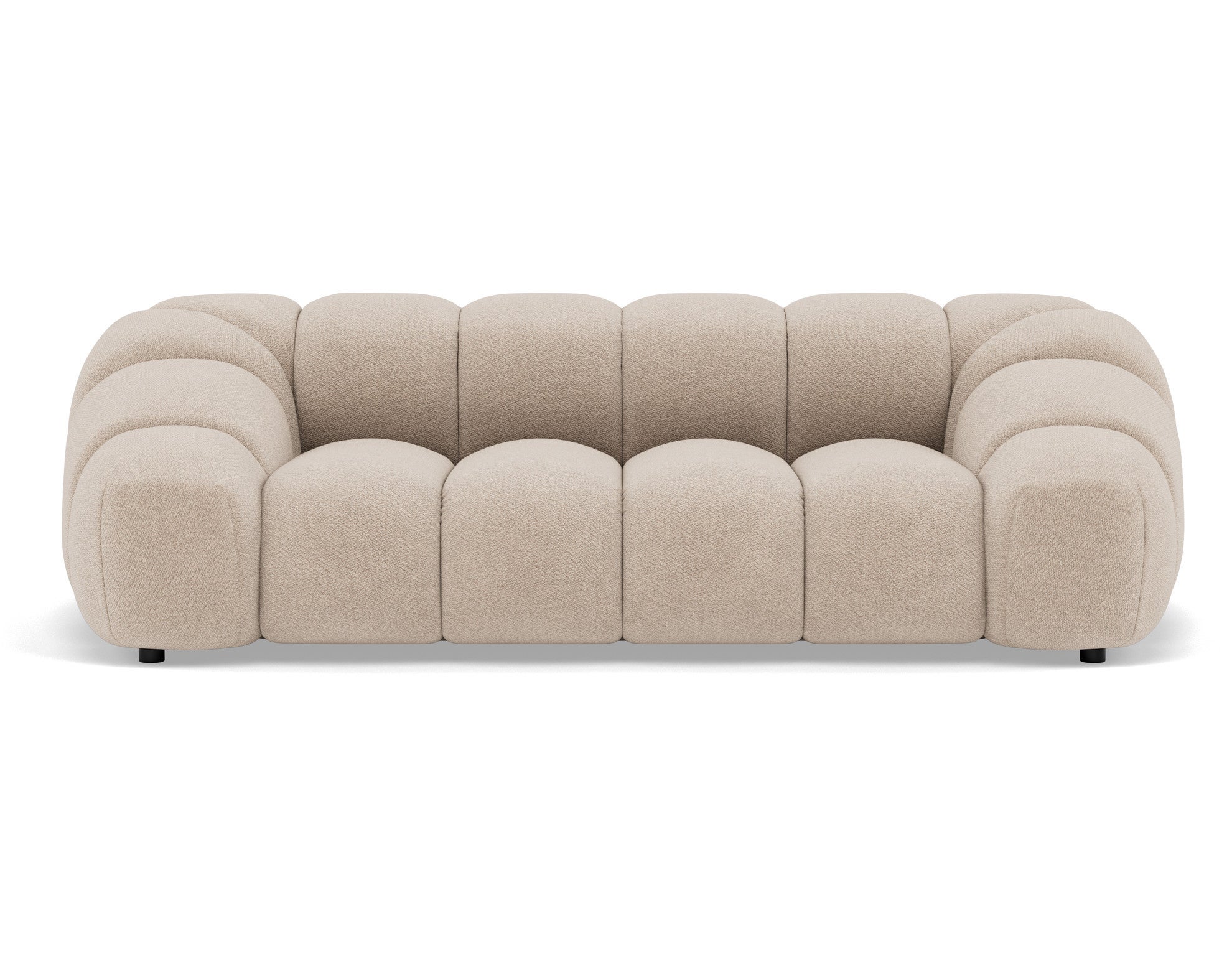 Canapé droit 3 places en velours texturé beige - AVA - Best Mobilier - 5