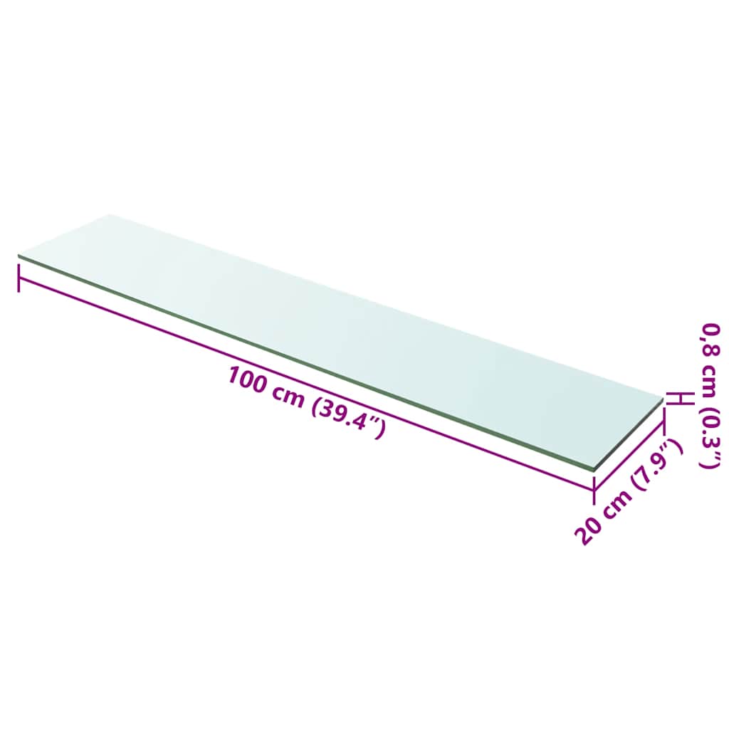 Mensola in Vetro Trasparente 100x20 cm vidaXL - 3