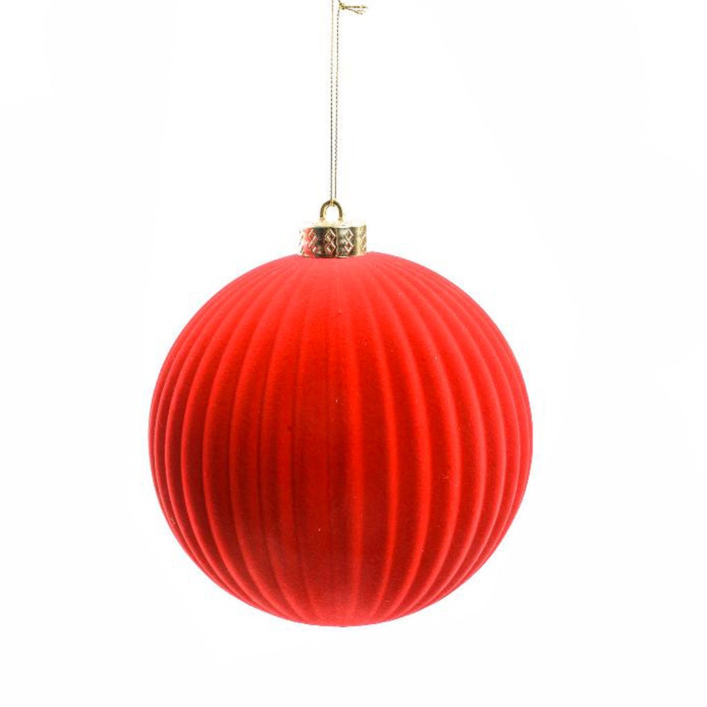 Bola navideña de plástico flocado para decoración navideña (Roja/Modelo ...