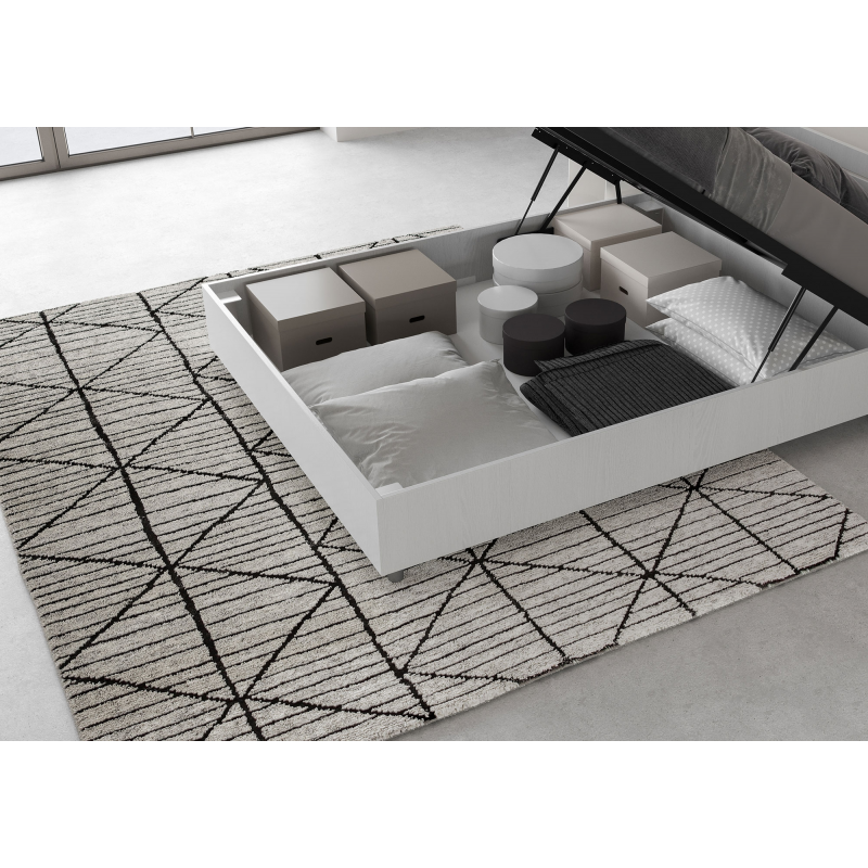 Lit en bois avec tête de lit inclinée Renoma-Couleur Blanc-140x200 - 5