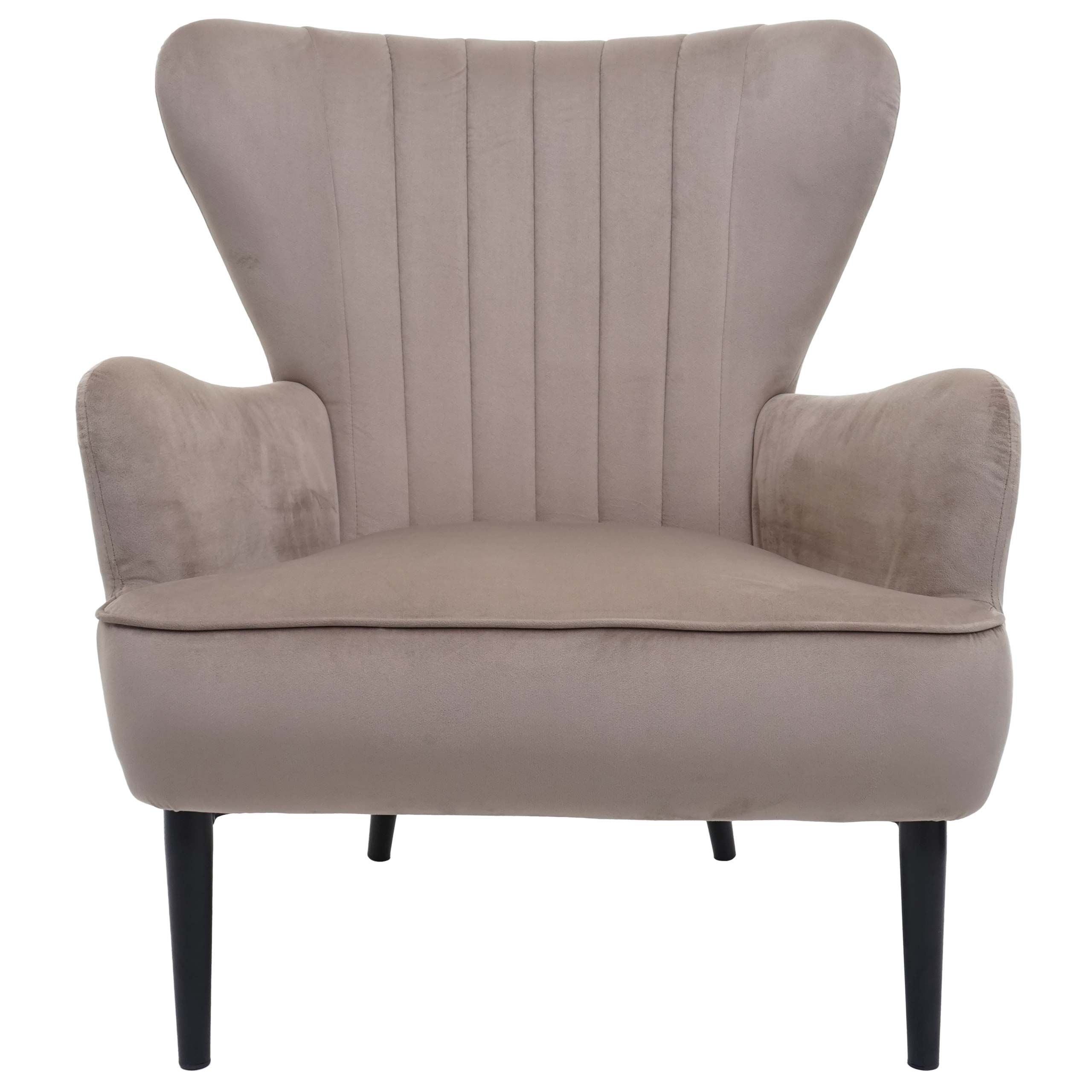 Fotel wypoczynkowy HWC-K37, fotel koktajlowy tapicerowany, aksamit (280g/m²) ~ taupe