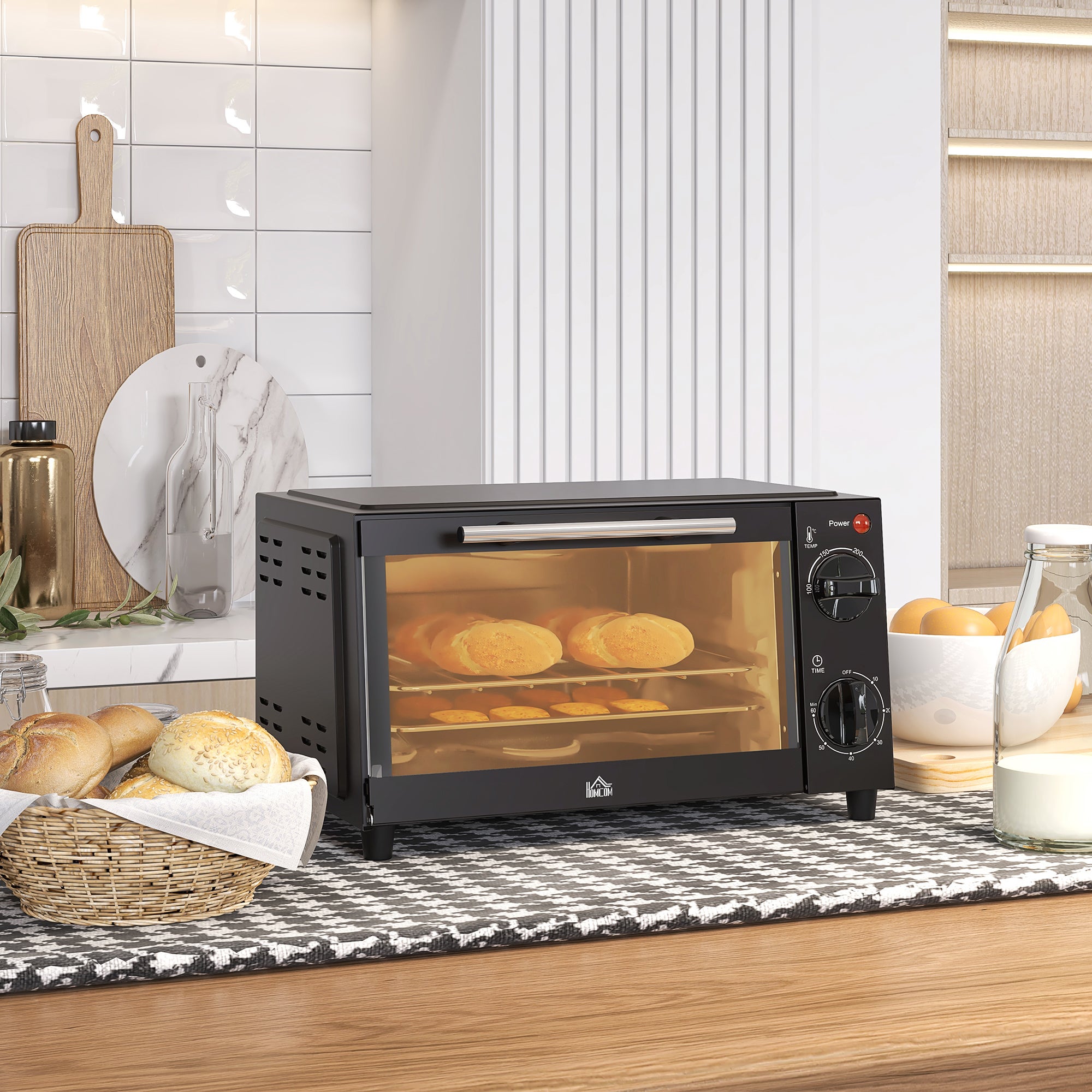 Homcom  Horno Eléctrico Metal 35X24.6x20 Cm Negro , Leroy Merlin