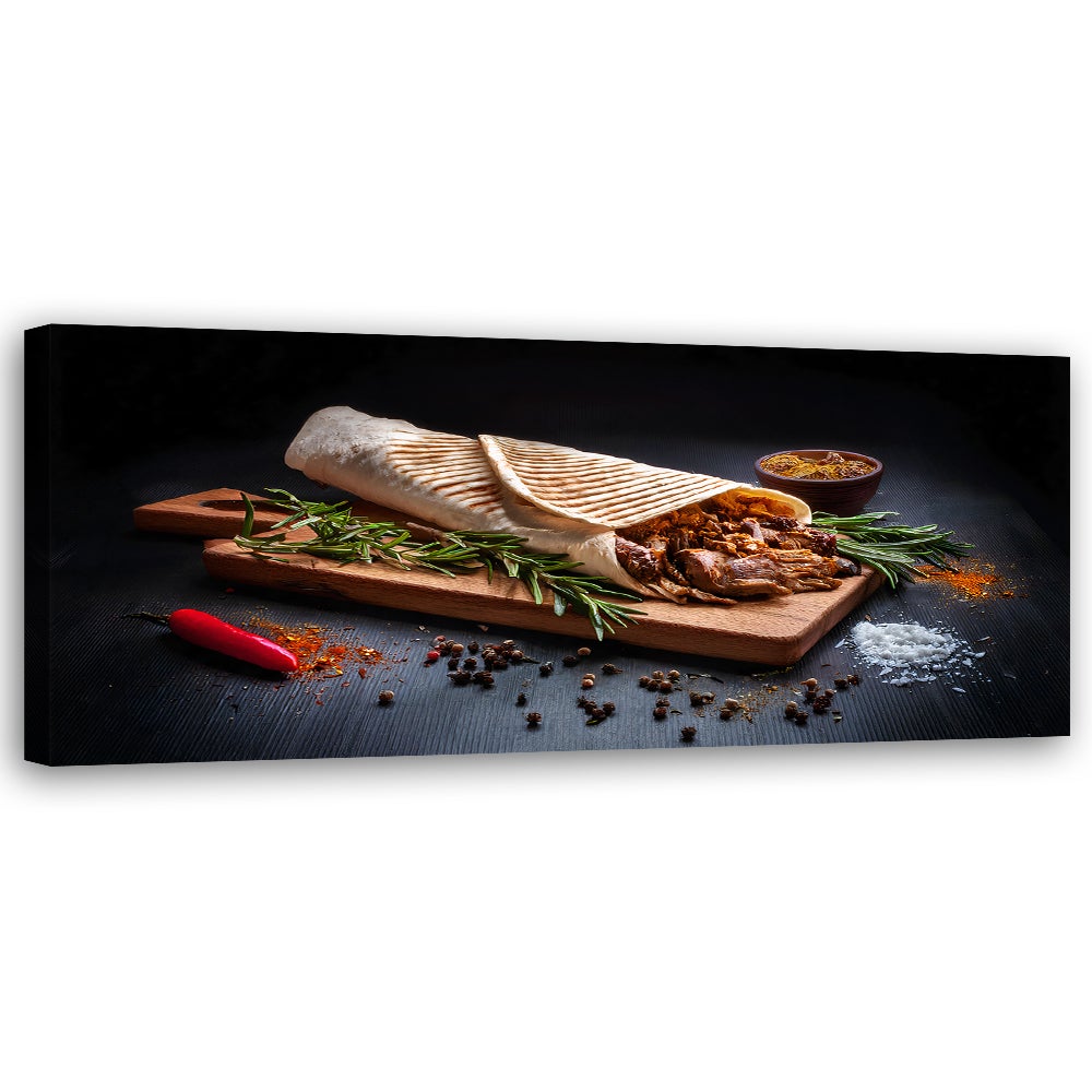Obraz na płótnie, Kebab Kebap Jedzenie Przyprawy do Kuchni 120x40
