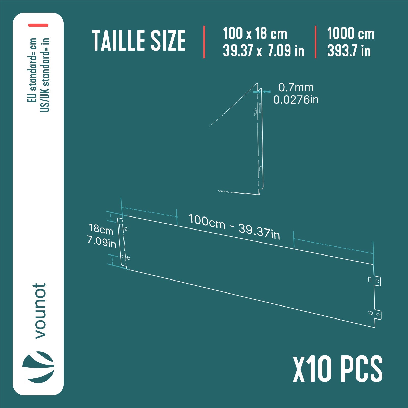 Lot de 10 Bordure de jardin en métal galvanisé flexible 100x18cm - clôture gazon antirouille 10m - VOUNOT® - 3