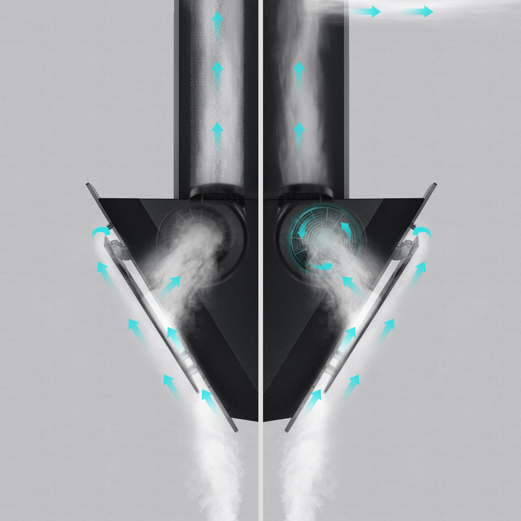 CIARRA Hotte Aspirante Inclinee 60 cm 370m³/h Classe A++ Filtre a Charbon Inclus Recyclage ou Evacuation Noir CD6737B - 6