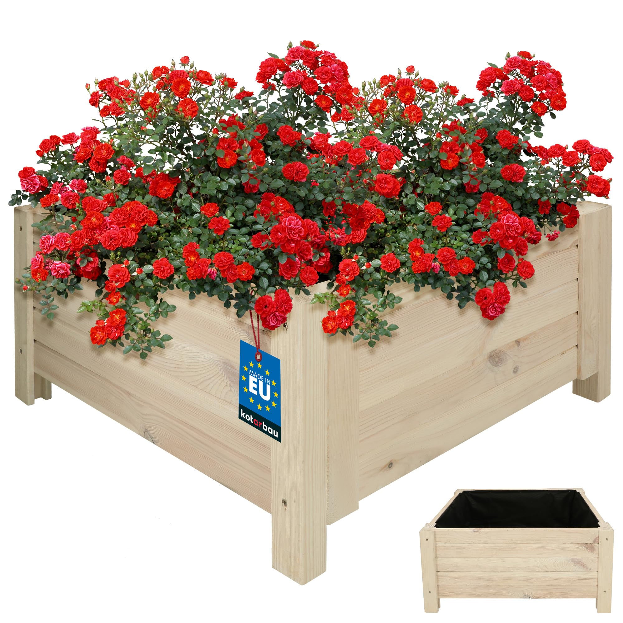 Doniczka donica ogrodowa skrzynia skrzynka taras drewniana 60x60 na kwiaty - KOTARBAU