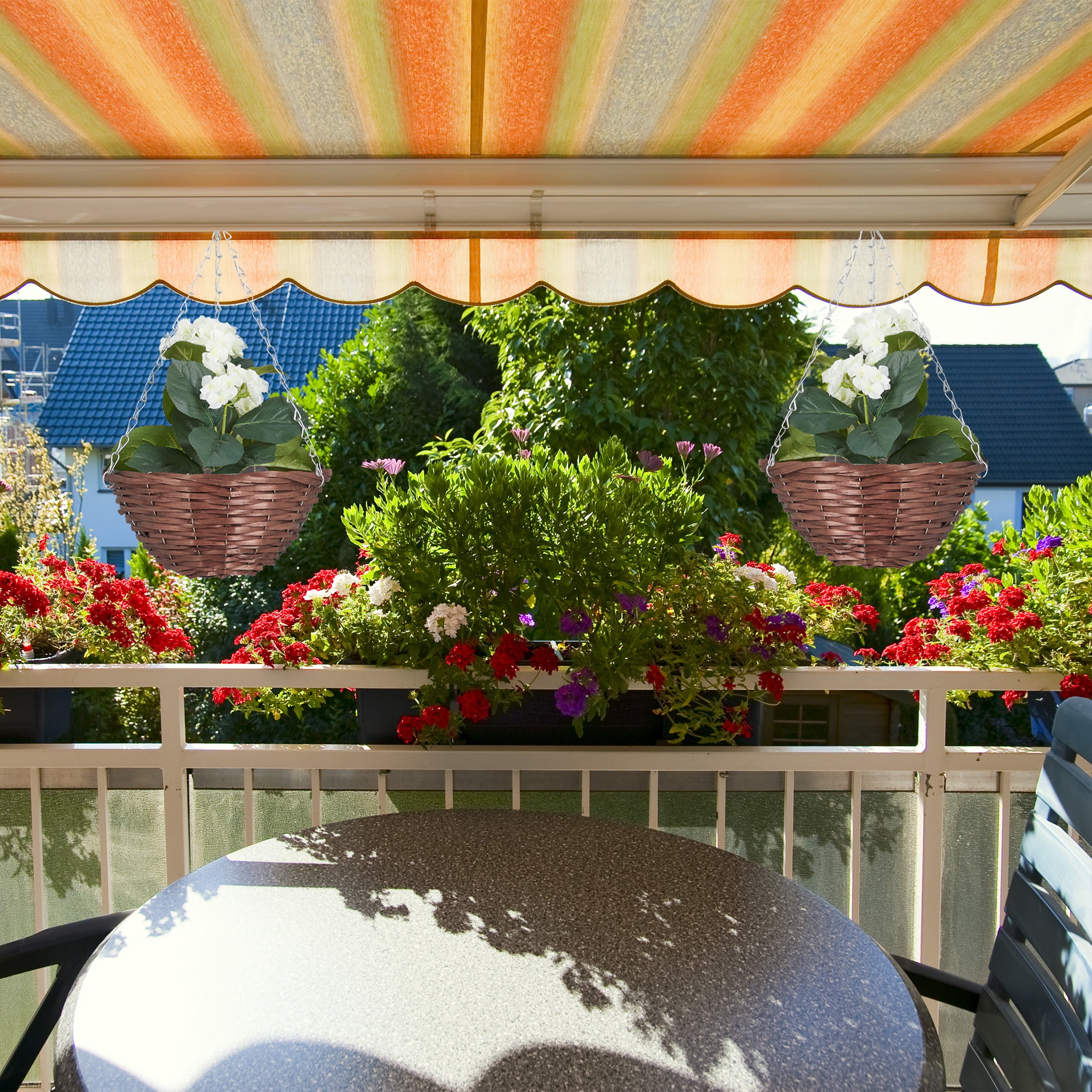 Relaxdays Vasi Sospesi per Piante, Set da 3, Diametro 30 cm, Portavasi con Rivestimento, Fioriere Pensili, Marrone - 5