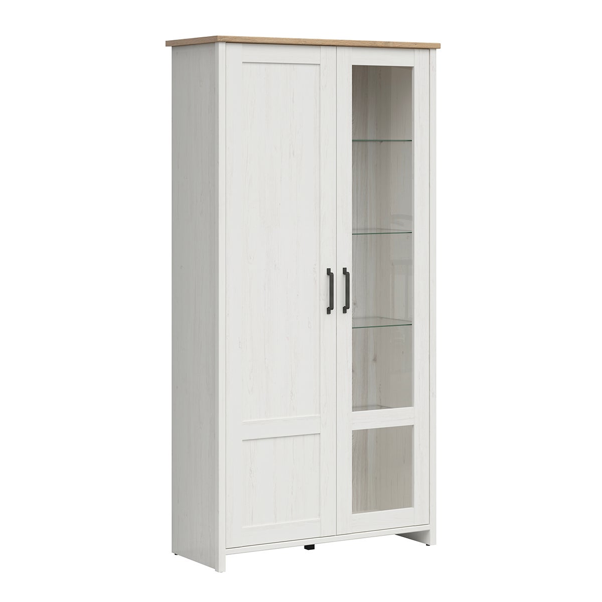 Vitrina 2 puertas aksel blanco y madera