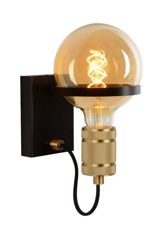 Kinkiet OTTELIEN czarny-mosiądz-złoty 1xE27x60W metal wym:21,8x17,7x17,7cm IP20 Lucide