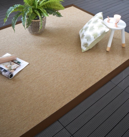 Tapis intérieur / extérieur - Mahé naturel - Ganse marron - 120 x 170 ...