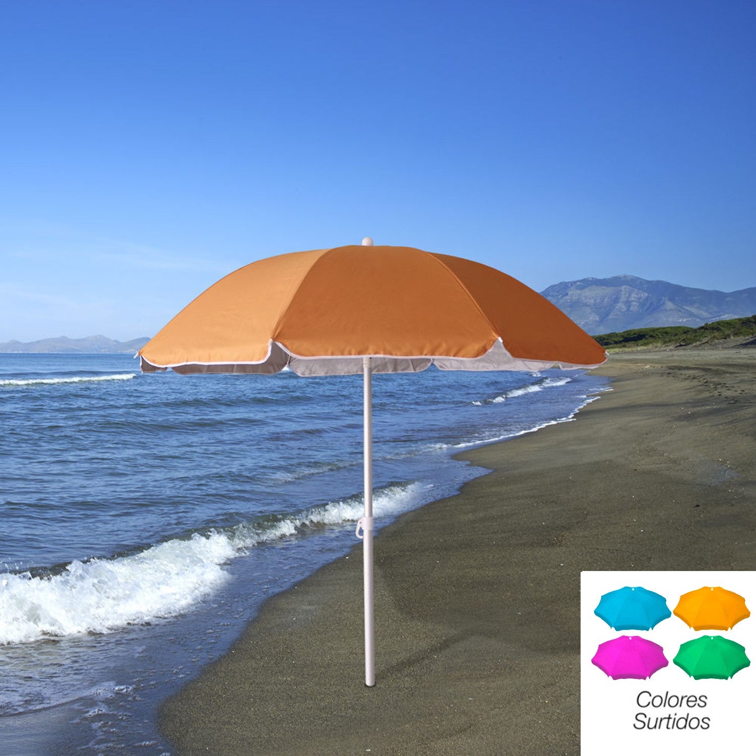 Ombrellone Spiaggia 240 Cm - 16 Stecche Fiberglass, Alluminio, Con Trivella - Foto 6