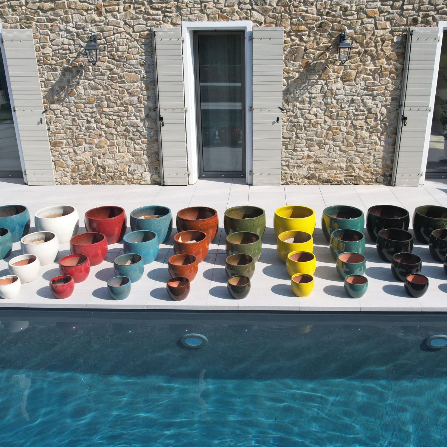 Pot grande taille d'extérieur ROMULUS 21x15cm noir & vert, fait main en terre cuite émaillée, résistant au gel - 3