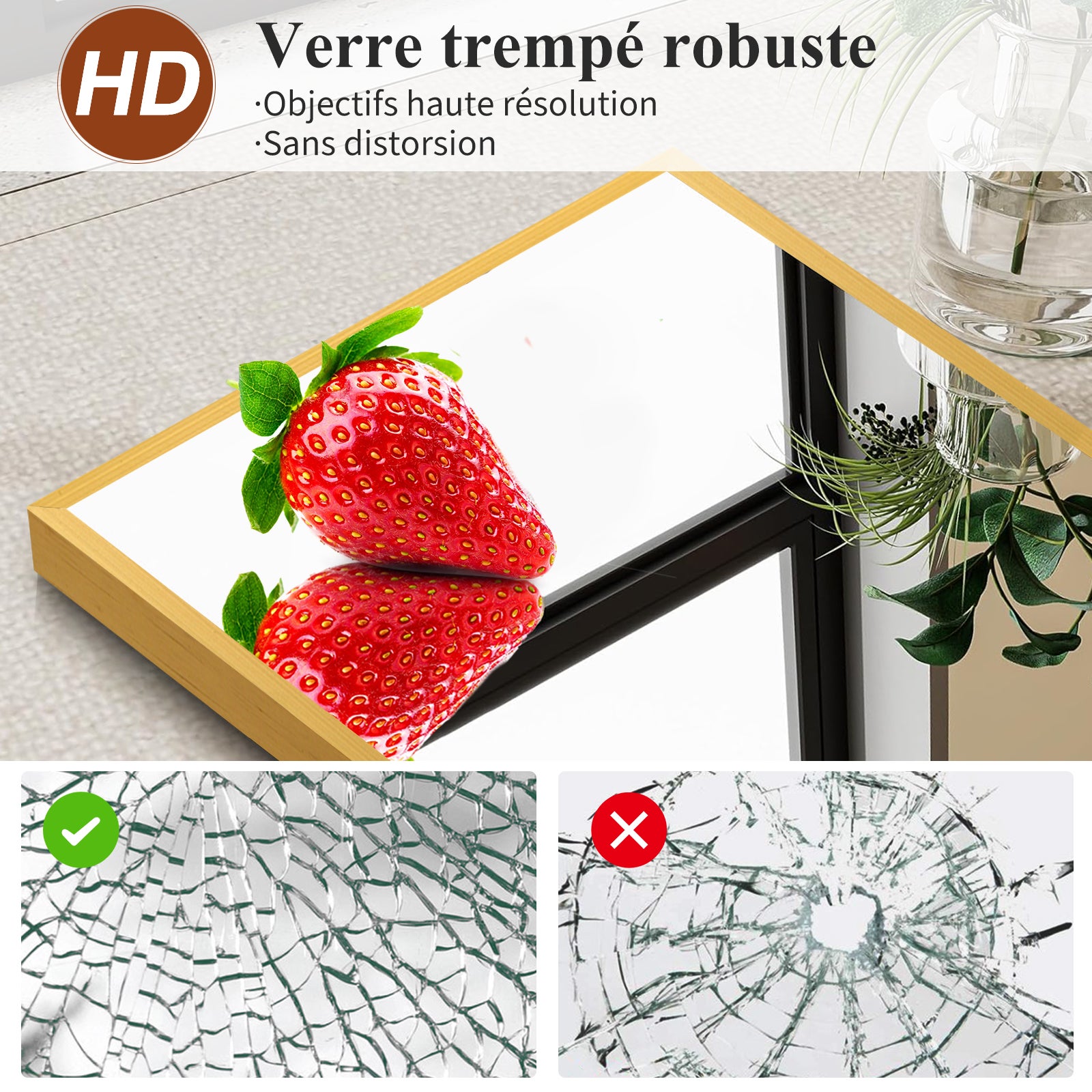Miroir sur pied pleine longueur, 162 x 53 cm, Doré HD, cadre en alliage d'aluminium, miroir mural en verre trempé, idéal pour la chambre, le dressing - 3