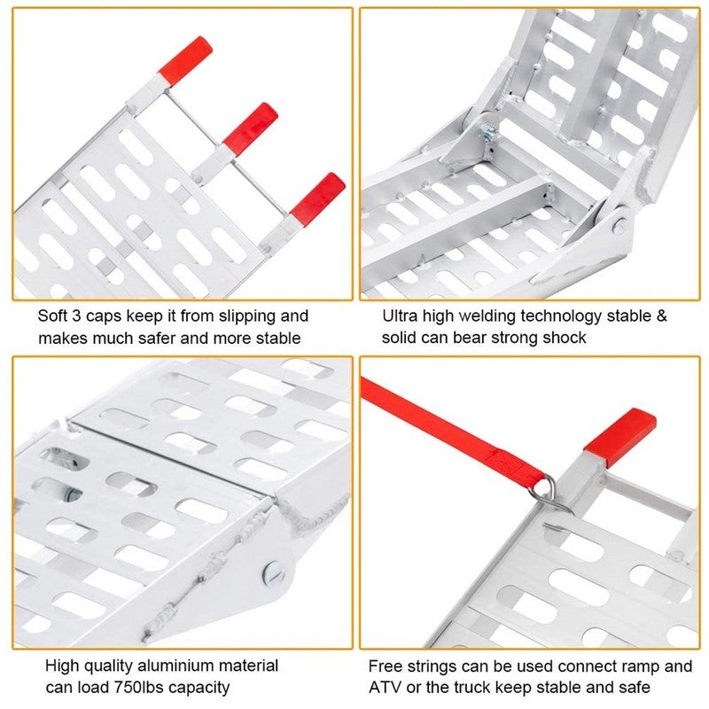 Rampe de chargement Aluminium Rampe d'accès Antidérapant Pliable pour Véhicules à Moto Remorque Jusqu'à 340KG - 3