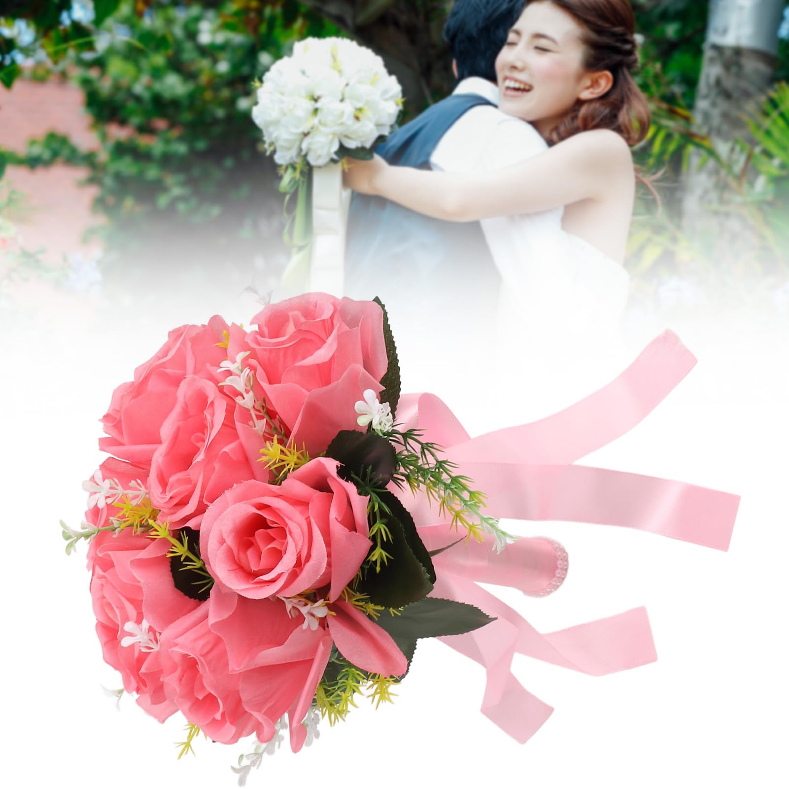 Ramos de boda Seda y plástico Romántico Exquisito Mango cómodo