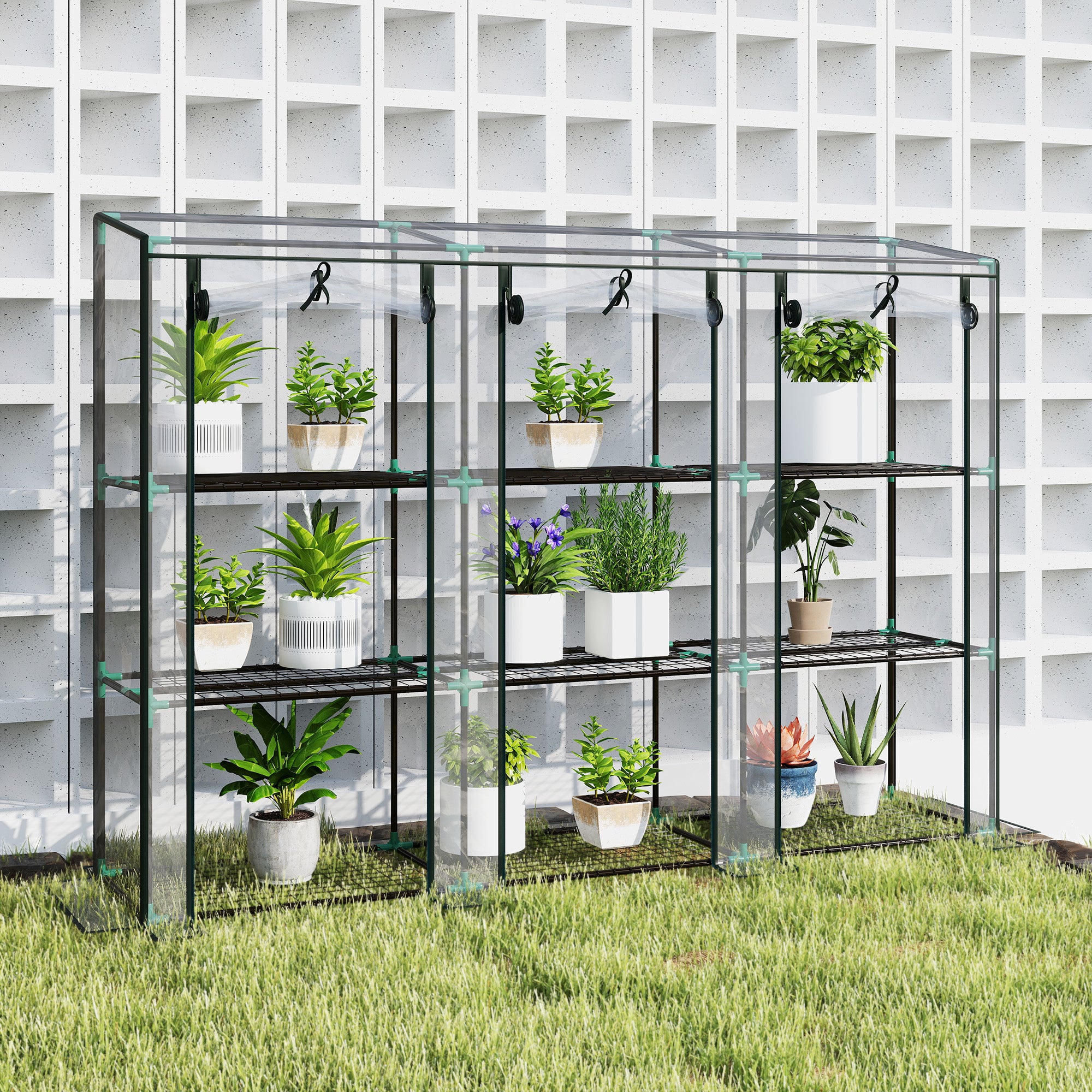 Serre de jardin acier PVC Outsunny 3 niveaux - 9