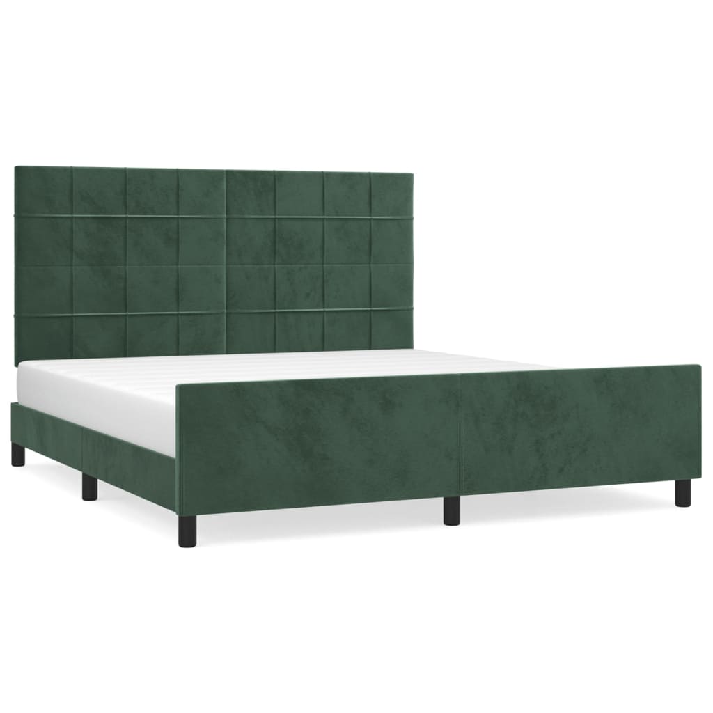 Cadre de lit sans matelas Vert foncé Velours - 2