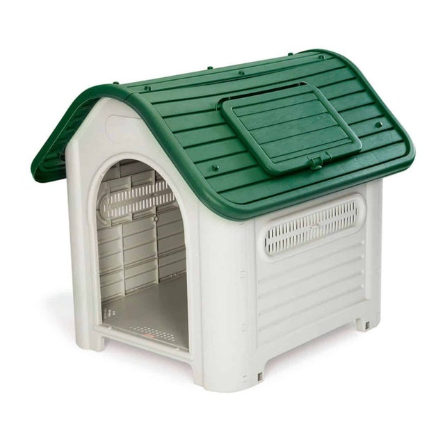Casota de resina para cão médio 87x72x75 cm Dakota bege/verde