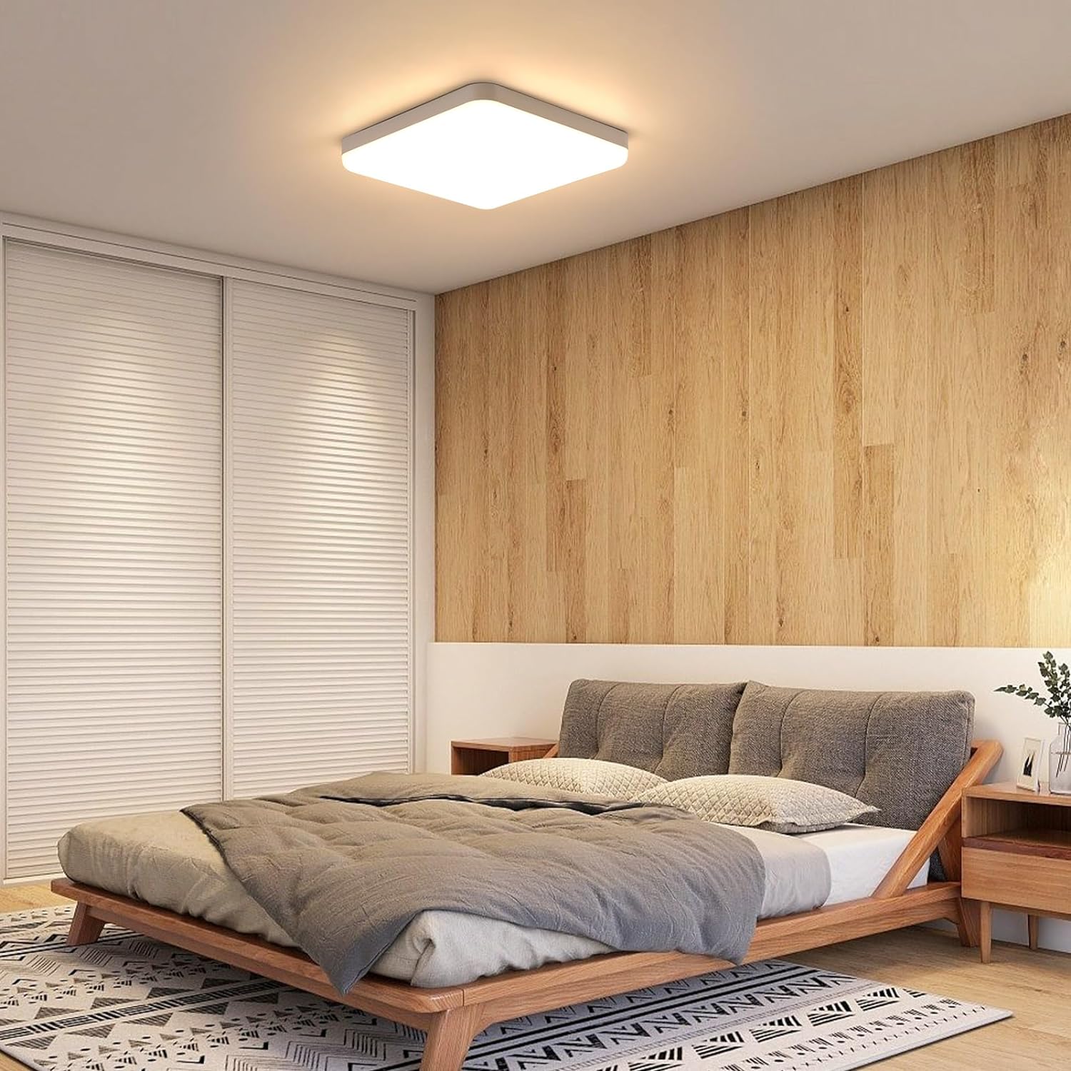 Plafonnier LED salle de bain GOECO, D.25cm 32W 2800 lm IP54 Lumière chaude 3000K, blanc carré lampe de plafond pour couloir, cuisine, chambre - 5