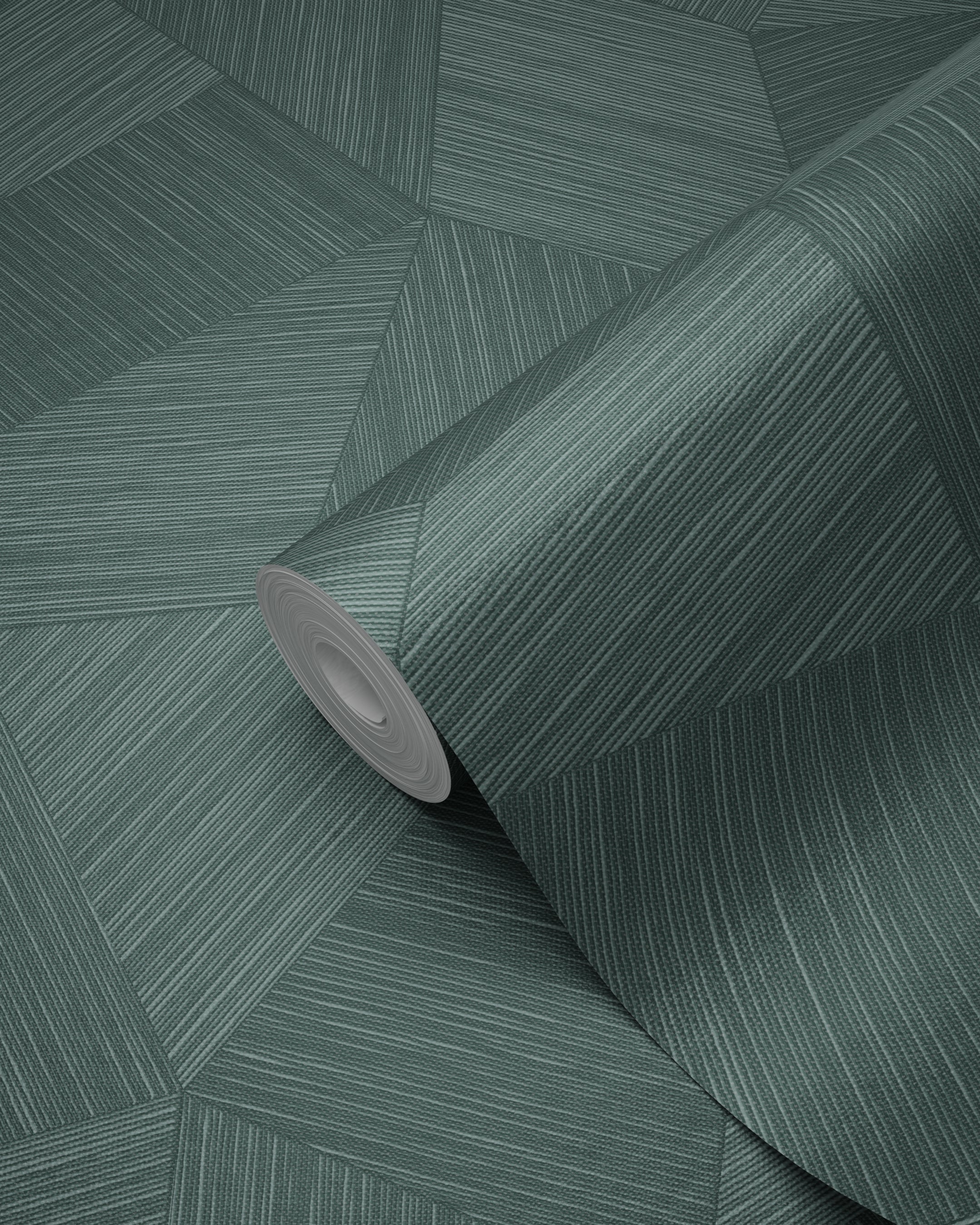 Papel de parede não tecido de textura ecológica gráfico 3D verde petróleo - 53 cm x 10.05 m - Origin Wallcoverings - 7