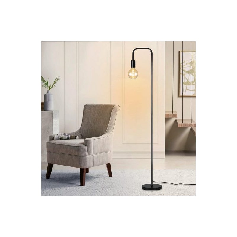 ZMH Lampa podłogowa Czarna w stylu vintage z przełącznikiem nożnym industrialny design z metalu 157cm