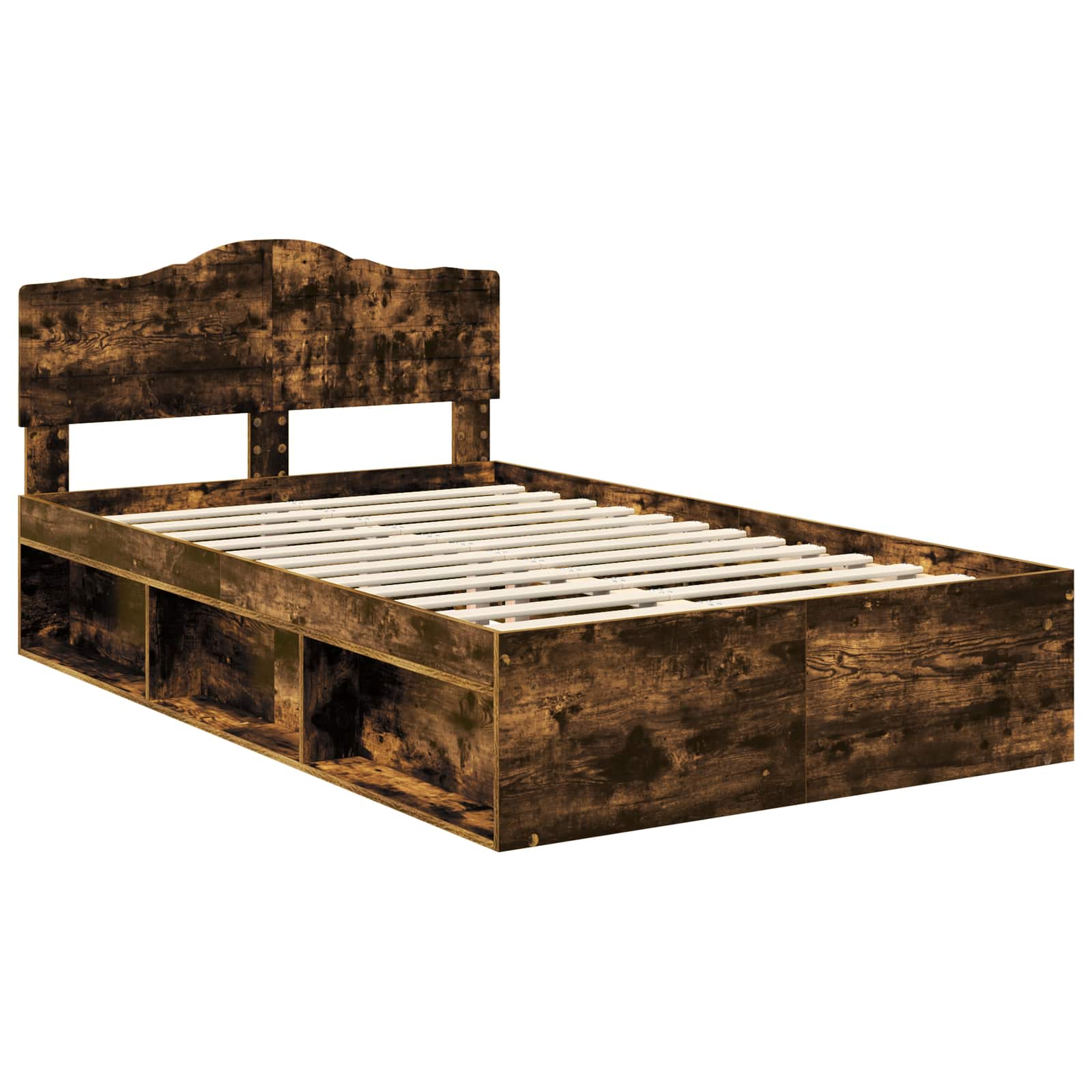 Cadre de lit chêne fumé 120 x 200 cm bois de pin massif - 4