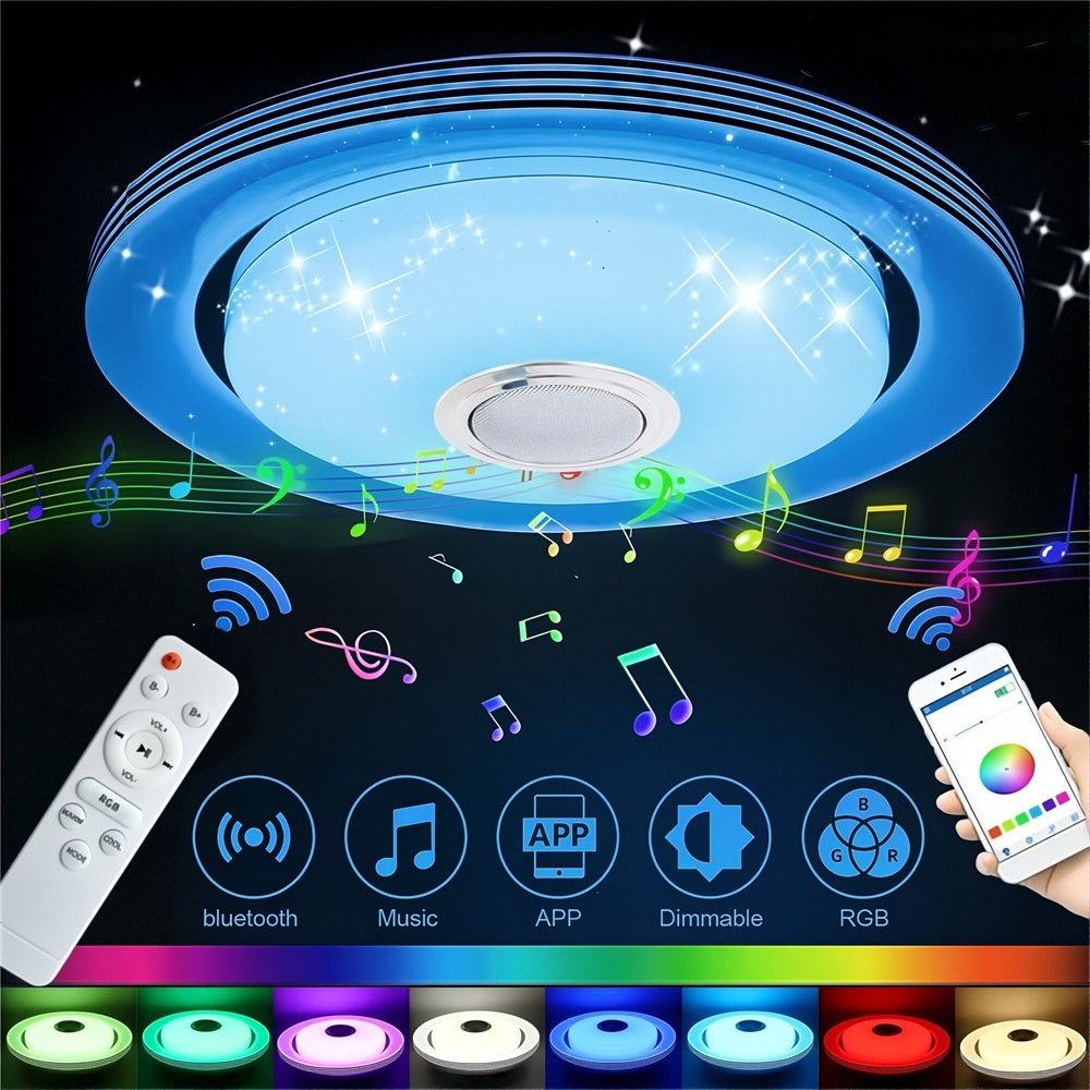 Plafon RGB z pilotem, wpuszczany plafon z regulacją jasności i zmianą koloru 3000K-6500K z inteligentnym programem BluetoothTuya
