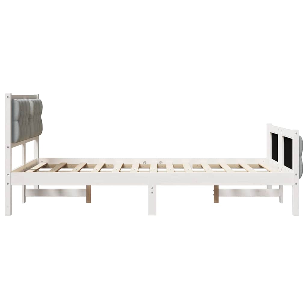 Cadre de lit gris clair, pin massif, pour la chambre, 135 × 190 cm - 6