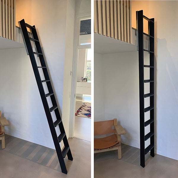 Echelle de meunier rabattable Noir RAL 9005 10 marches - Hauteur de sol à sol 2,37m - EC-MEZZ-RAB-N-10 - 3