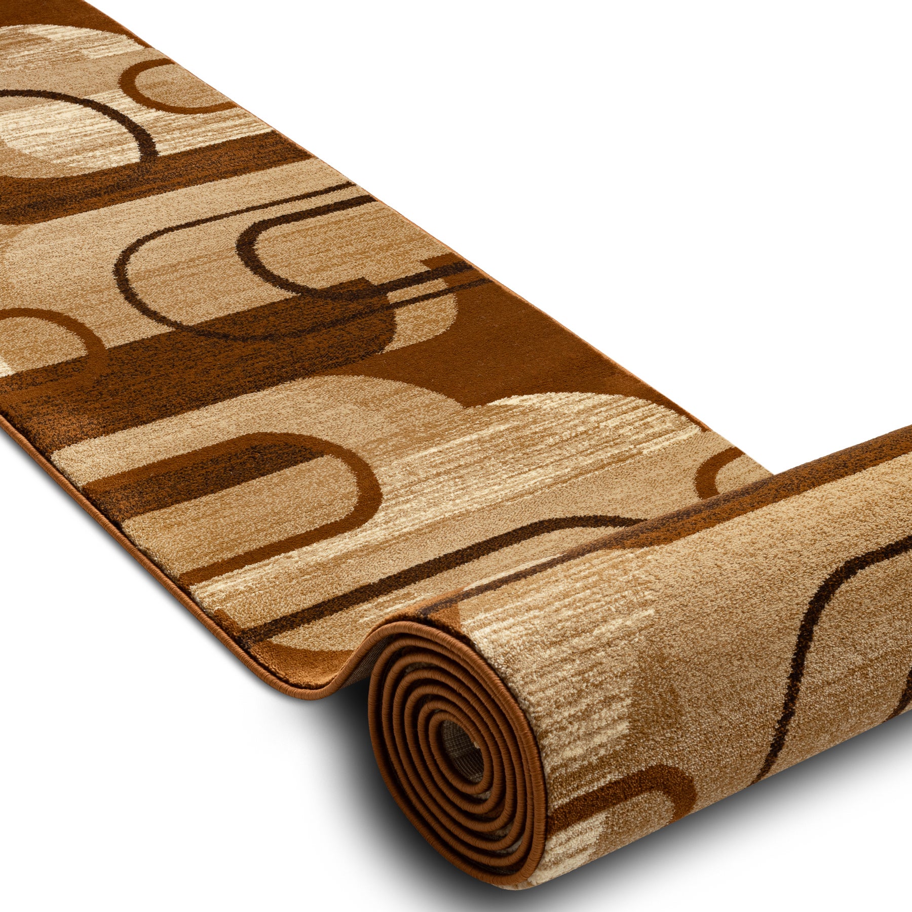 Chodnik HEAT-SET ROYAL HE405 GEOMETRYCZNY brąz / krem 70cm 70x420 cm
